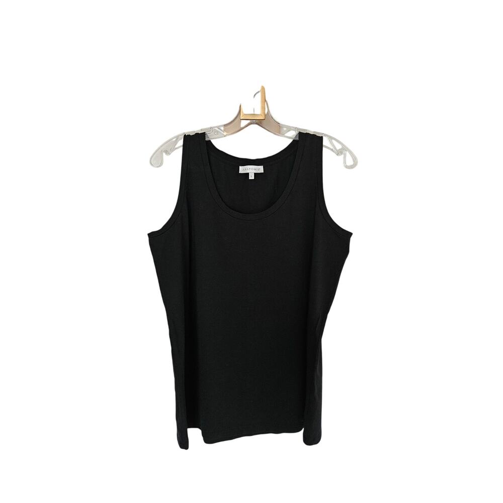 Anatomie Women's Black Pima Cotton Scoop Neck Tank Top Size Large